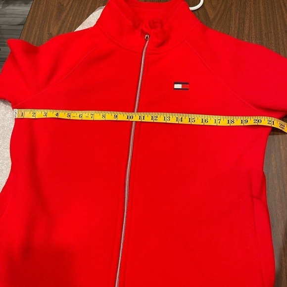 Tommy Hilfiget Red Fleece Zipper Down Jacket.Size L - Picture 15 of 15